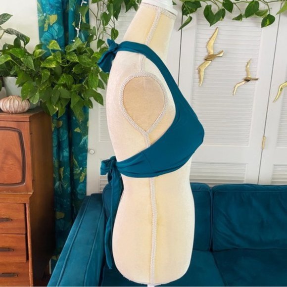 Urban Outfitters | Out From Under Sorelle Twist Halter Bra Top Teal New Large - Picture 7 of 12
